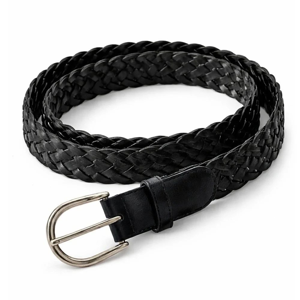 Universal Thread Black‎ Braided Belt Size Medium Stretch Woven Casual